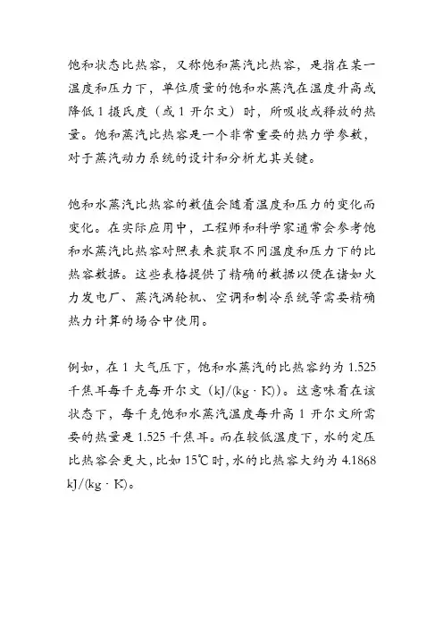 饱和状态比热容