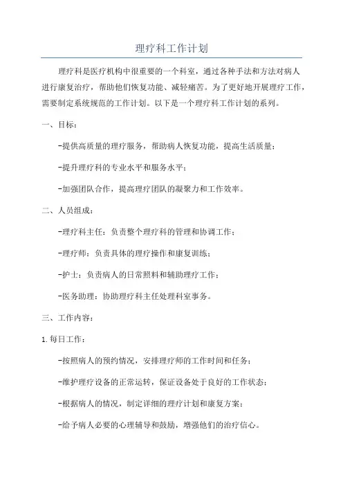 理疗科工作计划