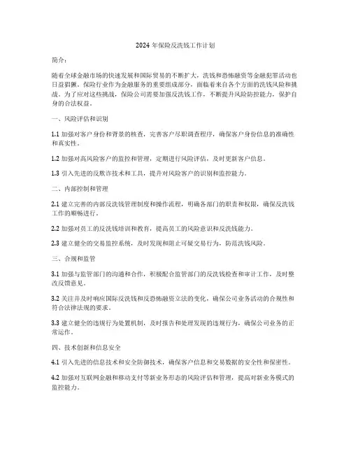 2024年保险反洗钱工作计划