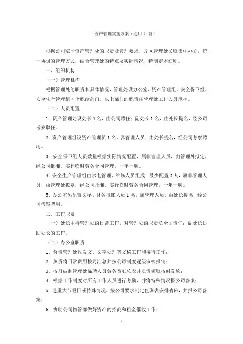 资产管理实施方案