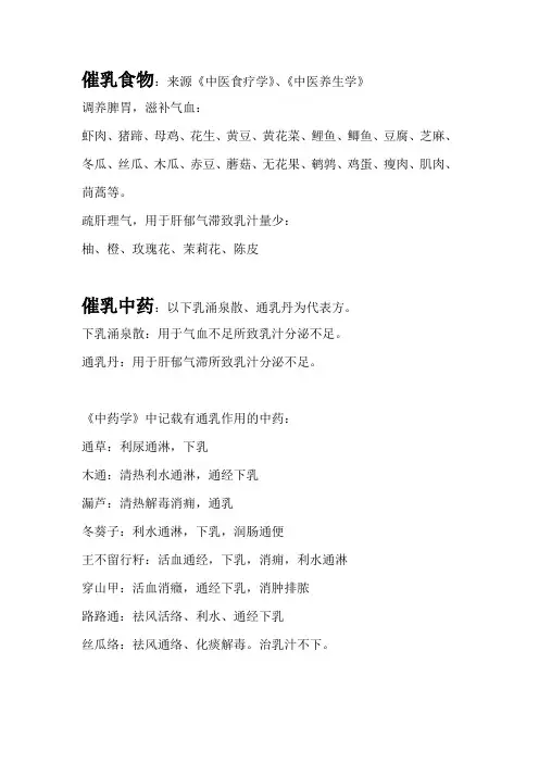 催乳及回乳中药及食物