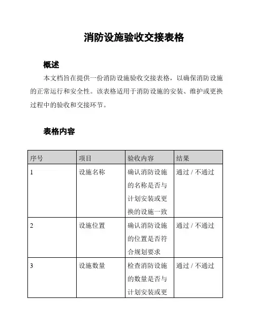 消防设施验收交接表格