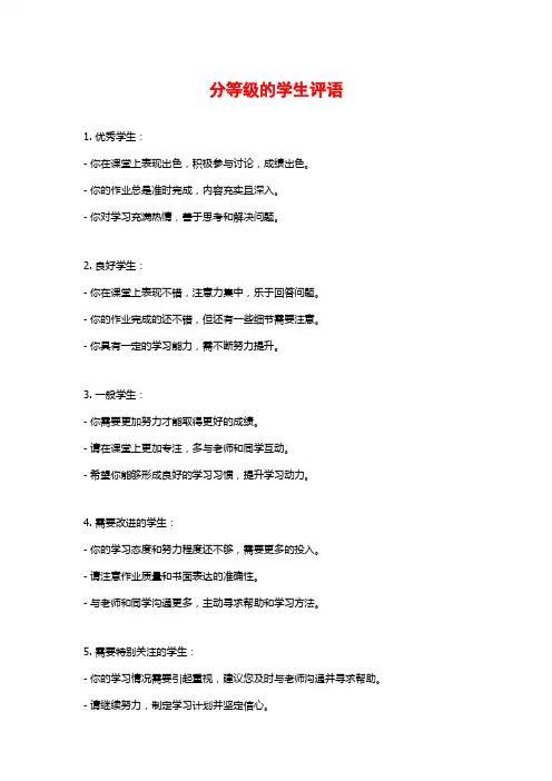 分等级的学生评语