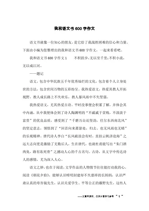 我和语文书600字作文