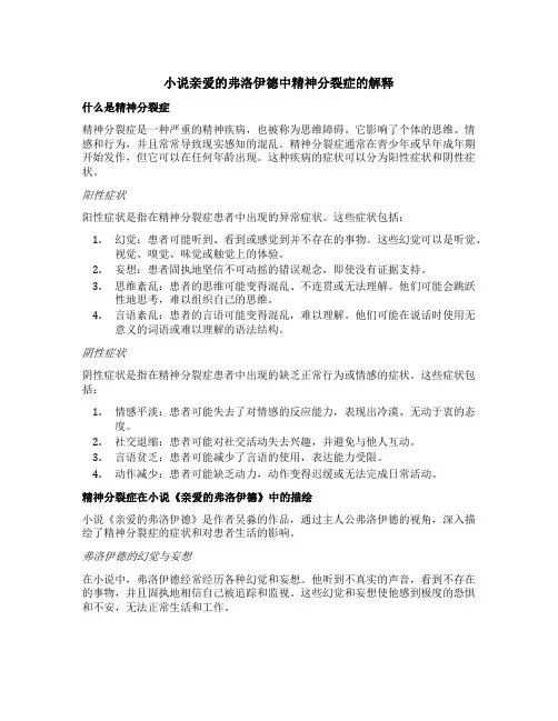 小说亲爱的弗洛伊德中精神分裂症的解释
