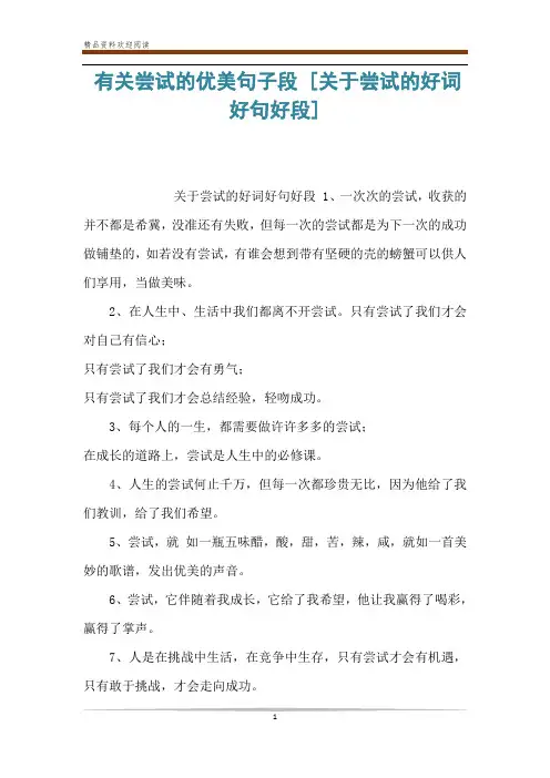有关尝试的优美句子段 [关于尝试的好词好句好段] 