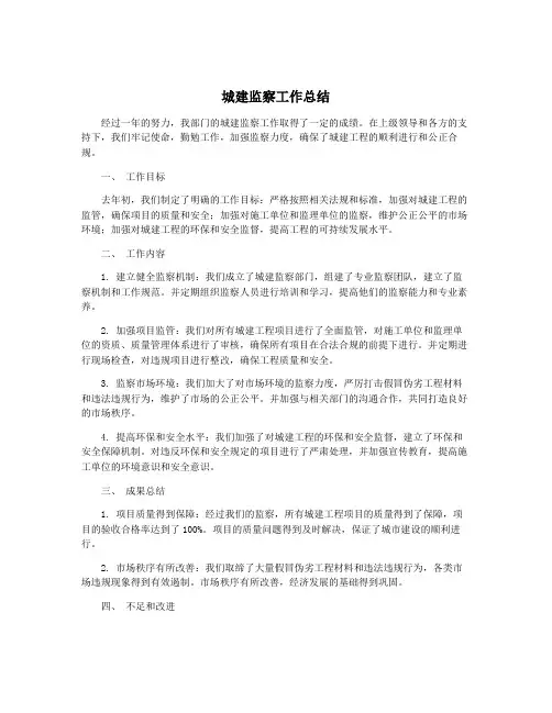 城建监察工作总结