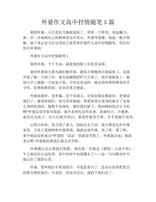 外婆作文高中抒情随笔5篇