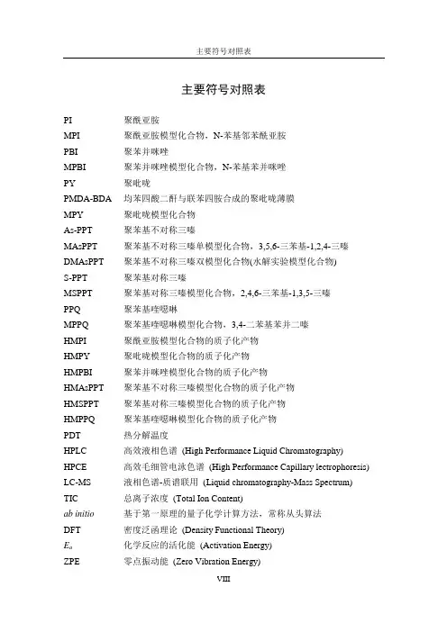 06主要符号对照表(示例)