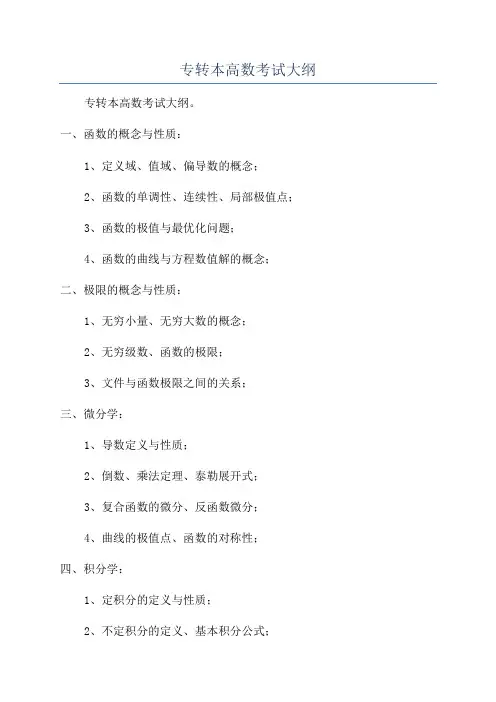 专转本高数考试大纲