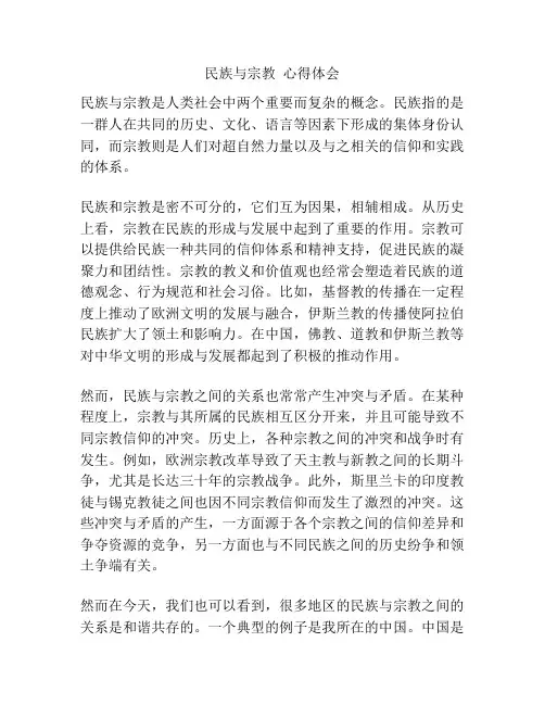 民族与宗教  心得体会