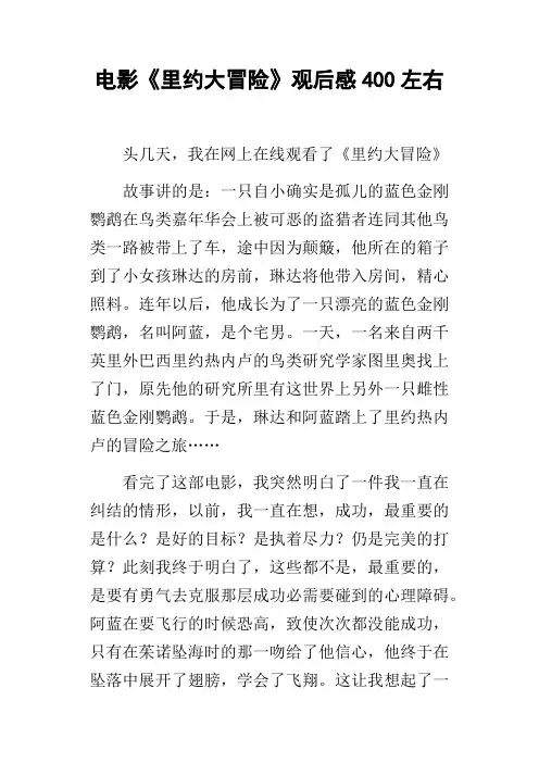 电影里约大冒险观后感400左右