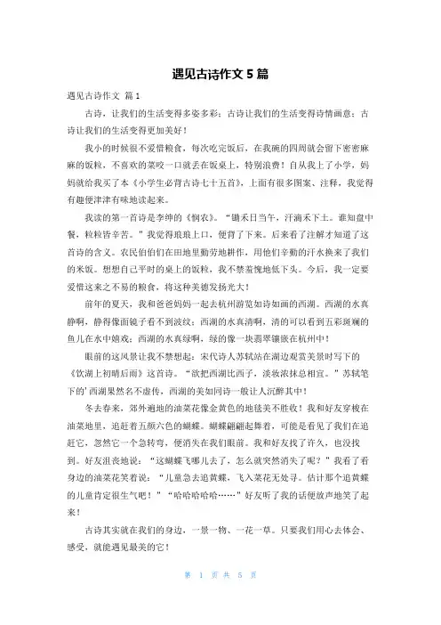 遇见古诗作文5篇