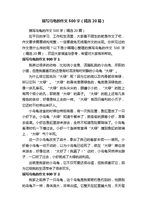 描写乌龟的作文500字（精选20篇）