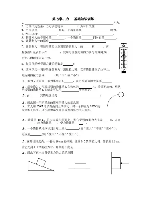 八年级 下  物理基础知识训练