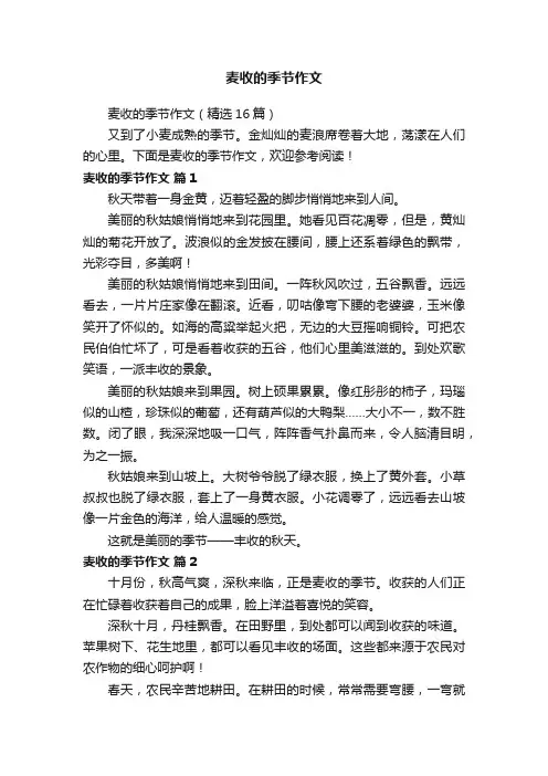 麦收的季节作文
