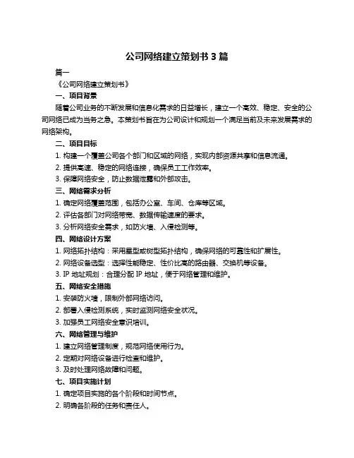 公司网络建立策划书3篇