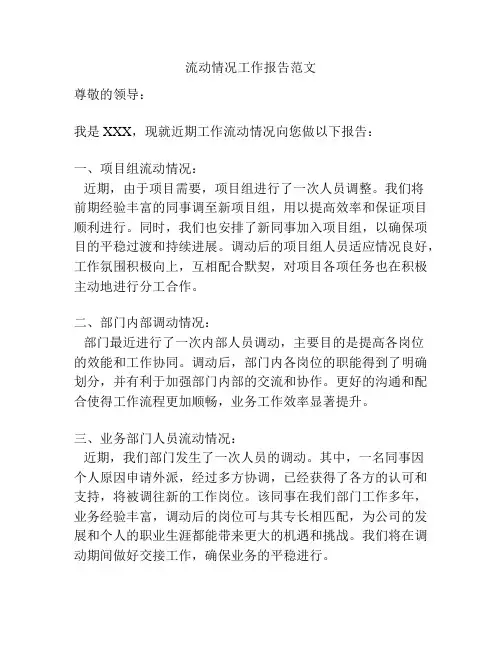 流动情况工作报告范文
