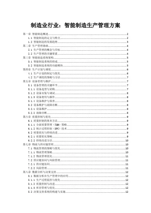 制造业行业：智能制造生产管理方案