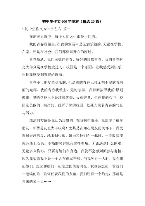 初中生作文600字左右(精选20篇)