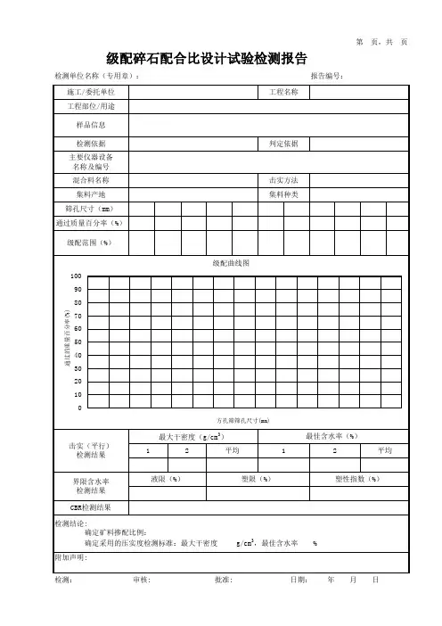 级配碎石配合比设计试验检测报告