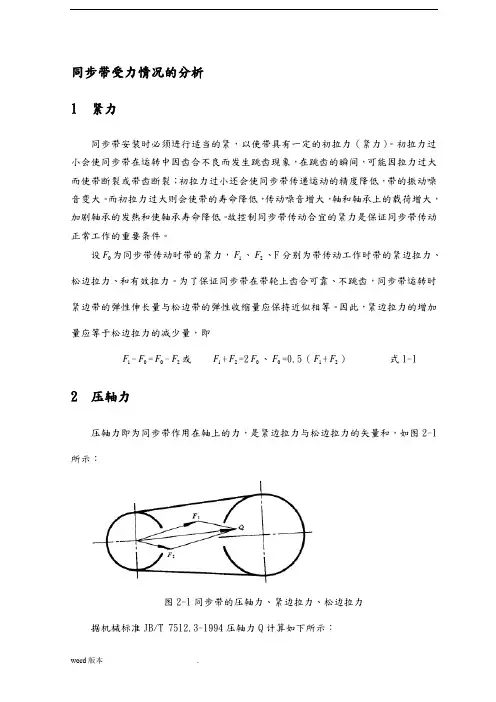 同步带传动受力情况的分析(压轴力与张紧力的计算)