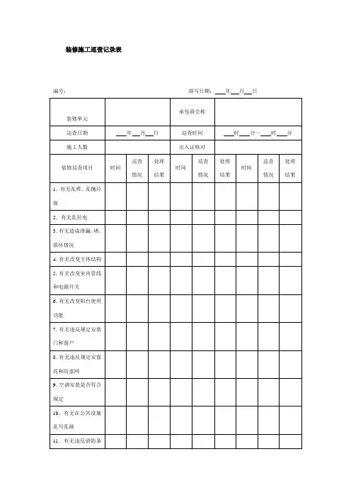 装修施工巡查记录表(doc格式)