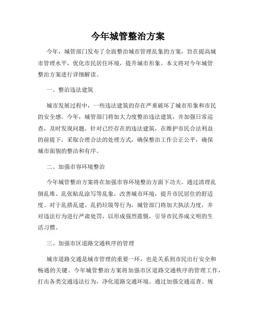 今年城管整治方案