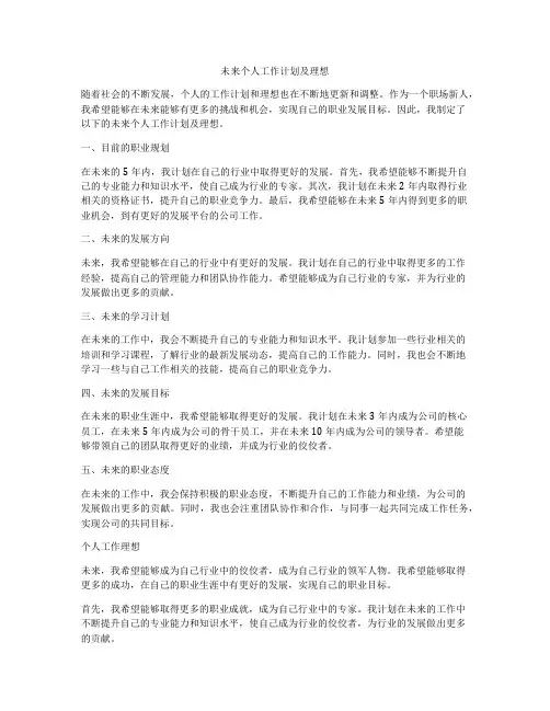 未来个人工作计划及理想