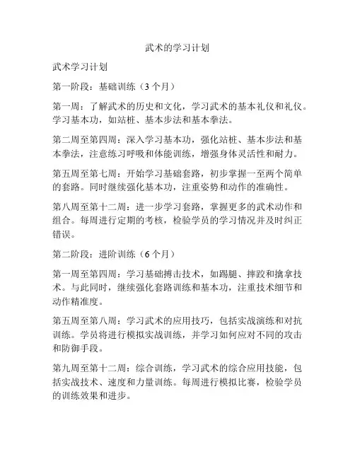 武术的学习计划
