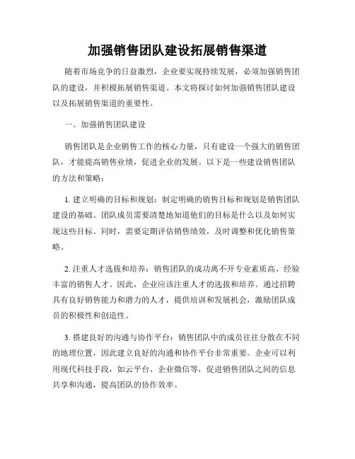 加强销售团队建设拓展销售渠道