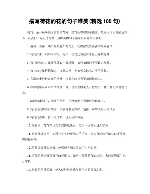 描写荷花的花的句子唯美(精选100句)