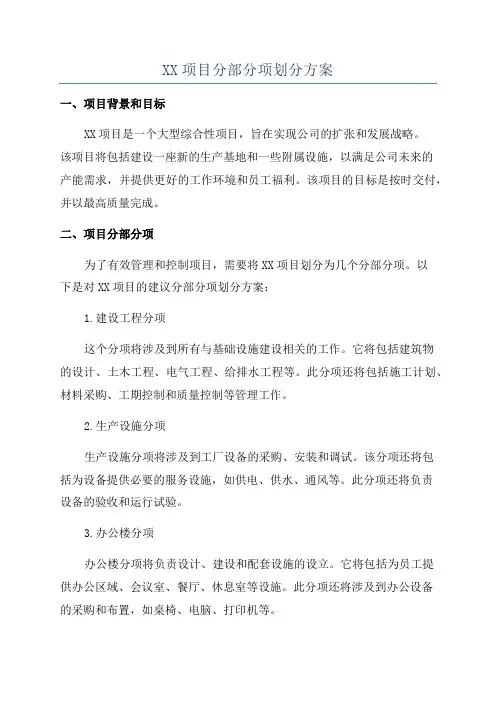XX项目分部分项划分方案