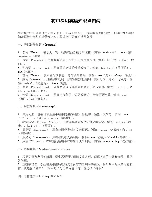 初中深圳英语知识点归纳