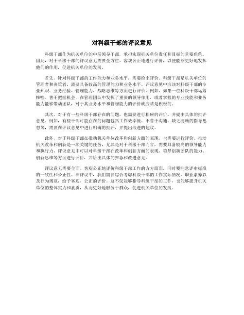 对科级干部的评议意见