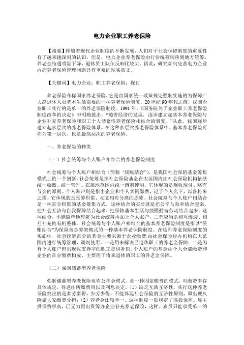电力企业职工养老保险