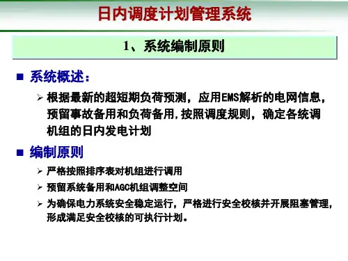 D5000调度计划及安全校核培训手册日内调度计划