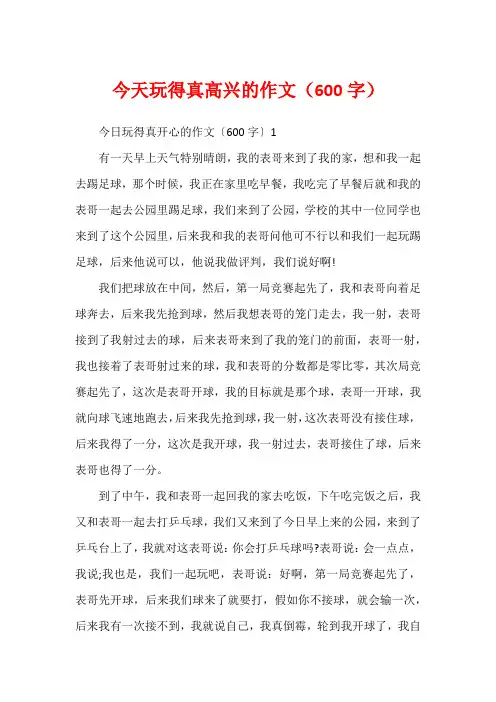 今天玩得真高兴的作文(600字)