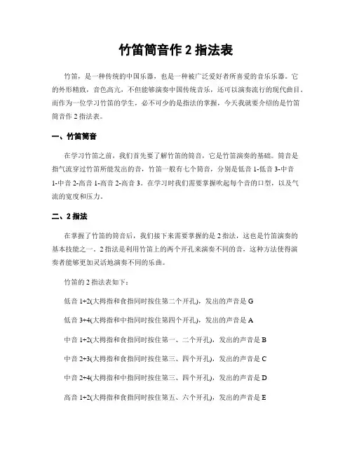 竹笛筒音作2指法表