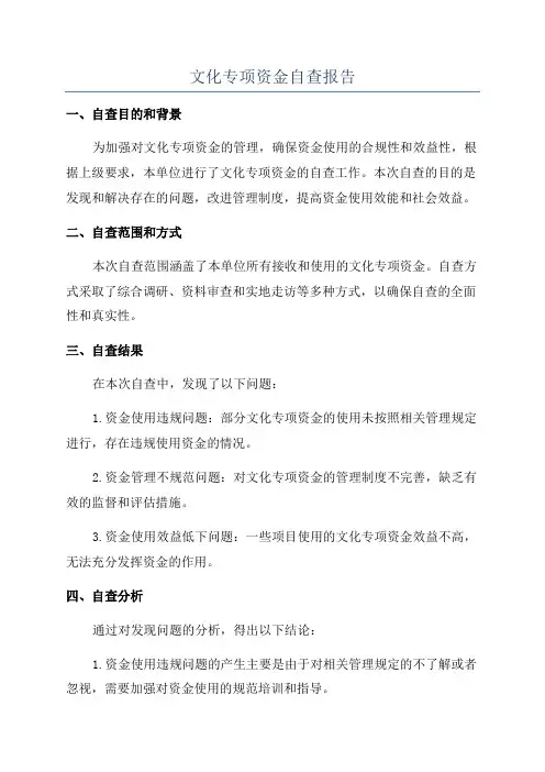 文化专项资金自查报告