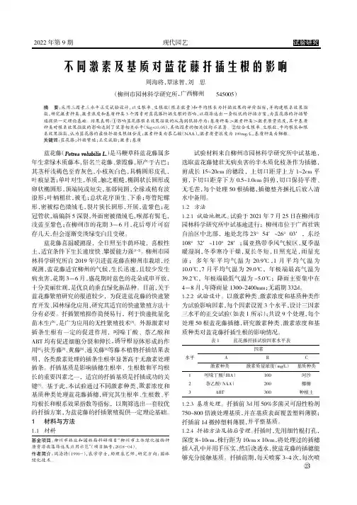 不同激素及基质对蓝花藤扦插生根的影响