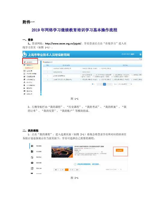 (附件一)2019年网络学习继续教育培训学习基本操作流程