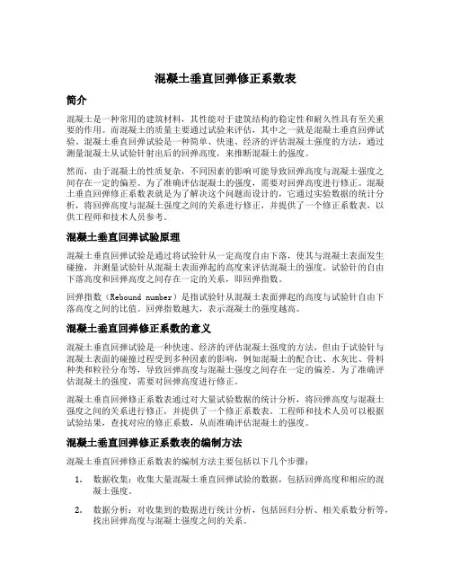 混凝土垂直回弹修正系数表