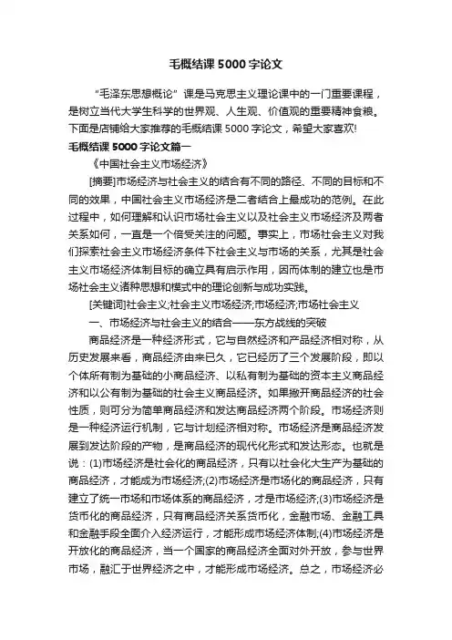 毛概结课5000字论文