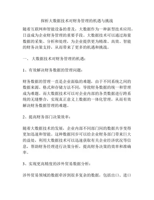探析大数据技术对财务管理的机遇与挑战
