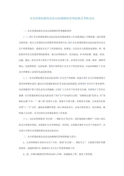 安全质量标准化动态达标精细化管理标准及考核办法