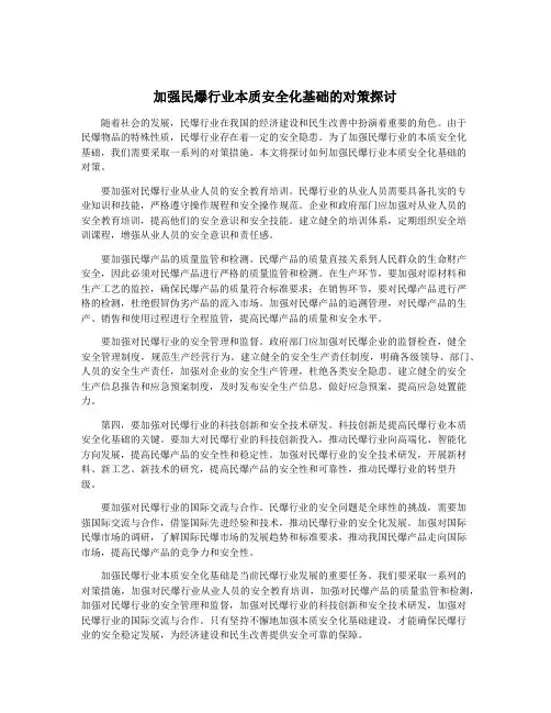 加强民爆行业本质安全化基础的对策探讨