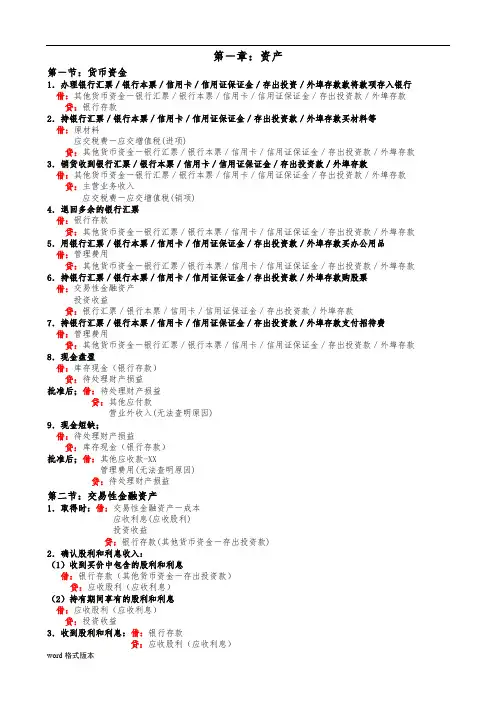 初级会计师实务会计分录总结大全(全)