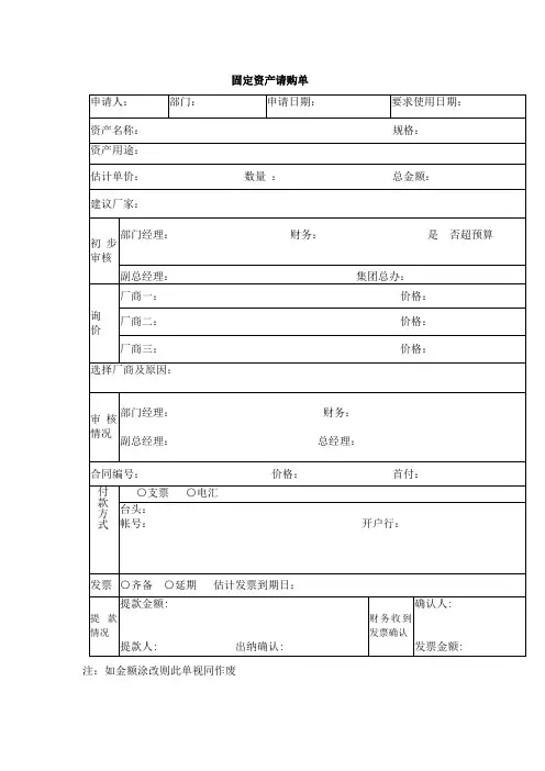 固定资产请购单