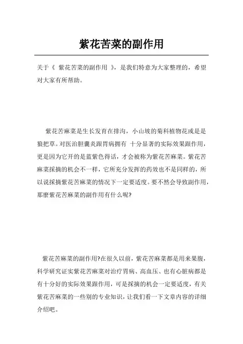 紫花苦菜的副作用